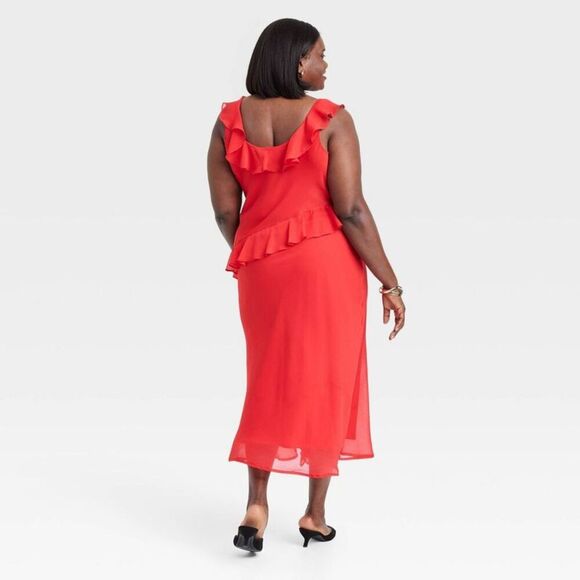 A New Day - Women's Ruffle Slip Dress - A New Day Red 1X Red - Picture 2 of 4